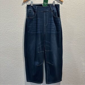 HALARA Flex Med Barrel Wide Leg High Waist Dark Blue Jeans Jeggings NWT